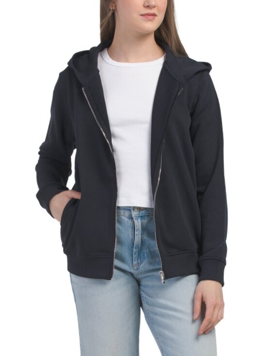 NEW FITFLOP Cotton Blend Zip Hoodie in navy for women 1125 2t7 - Picture 1 of 3